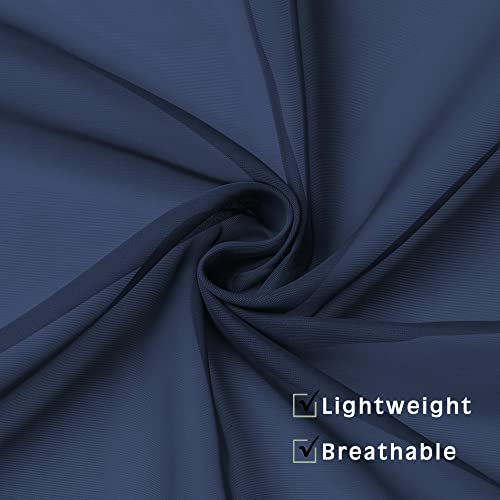 Image of OWENIE Navy Blue Sheer Kitchen Valance for Windows Set of 2, Small Modern Rod Pocket Voile Valance Curtain Window Treatment Decor for Living Room Bathroom Cafe Laundry Basement, 42 inch W x 14 inch L