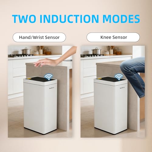 Image of 8 Gallon Touchless Kitchen Trash Can with Motion Sensor Lid, Smart Stainless Steel Garbage Can with Air-Press Bag Expander for Home, Office & RV