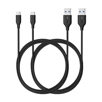 [2 Pack] Anker PowerLine USB C to USB 3.0 Cable (6ft/1.8m) with 56k Ohm Pull-up Resistor for USB Type-C Devices Including Galaxy S8, S8+, S9, S10, MacBook, Sony XZ, LG G5 G6, HTC 10, Xiaomi 5 and More