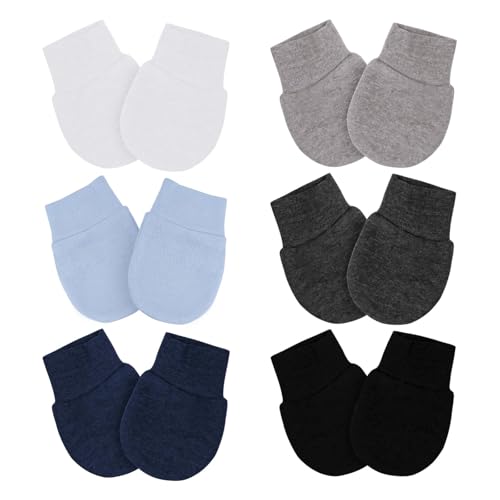 6 Pairs Baby Mittens No Scratch Mittens Infant Soft Gloves Mittens for 0-6 Months Boys Girls