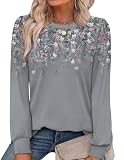 Alaroo Long Sleeve Shirts Tunic Boho Tops for Women Fall Fashion Basic Crewneck Sweatshirts Trendy Clothes Print 25 L