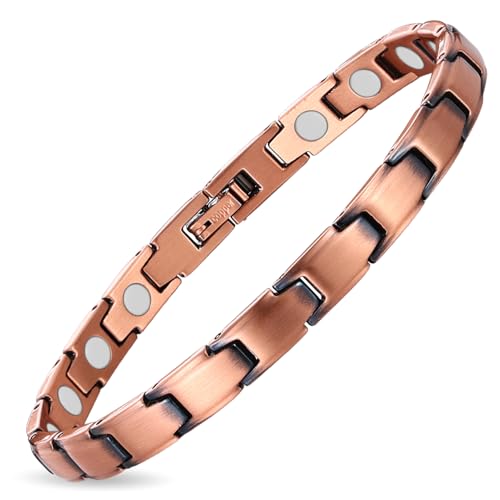 MagEnergy Copper Bracelet for Women, 99.9% Pure Copper Magnetic Bracelet, Adjustable Bracelet Jewelry Gifts (Plain Style)