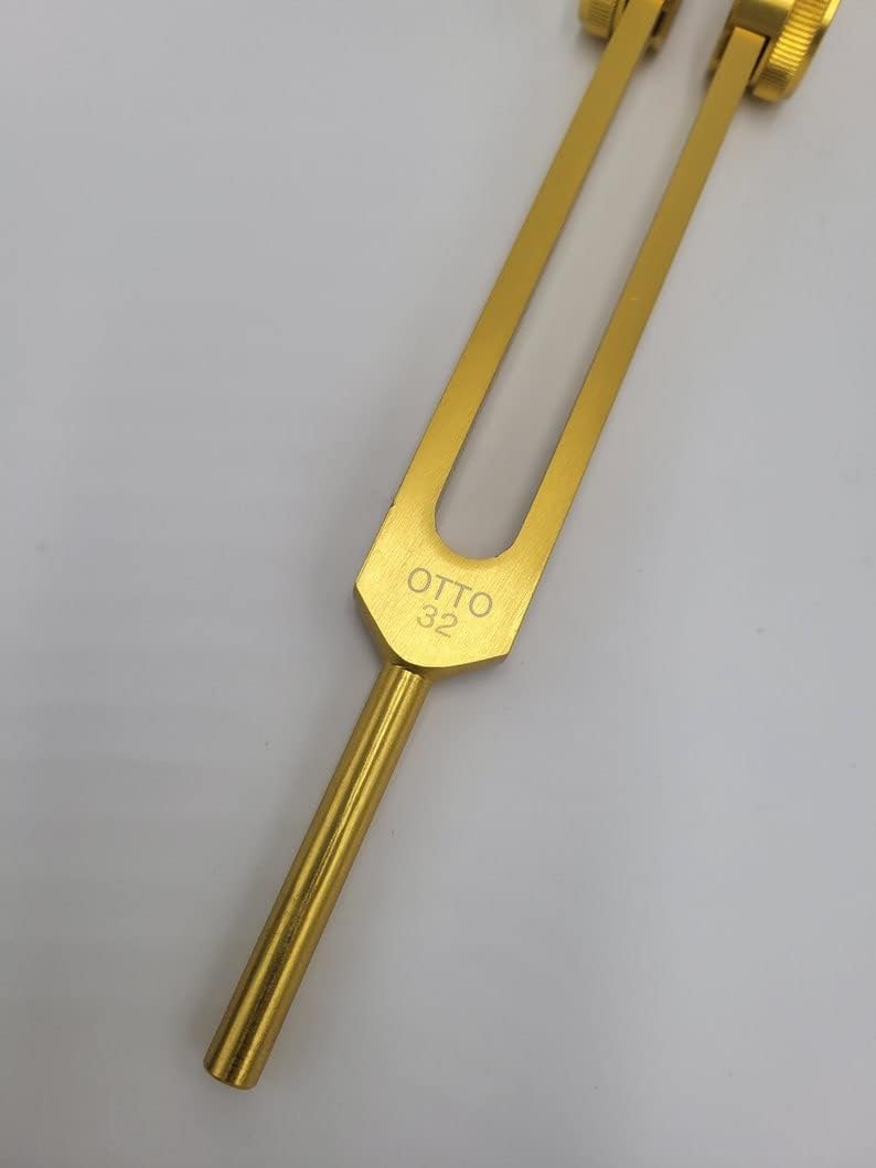 Gold Finish 32Hz Weighted Otto Tuning Fork with Mallet and Bag