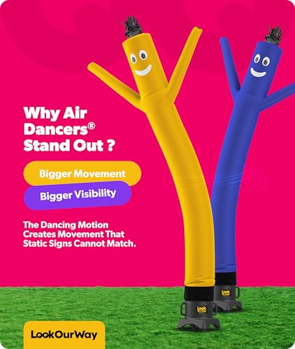 Image of LookOurWay Air Dancers Inflatable Tube Man Attachment - 10 Feet Tall Wacky Waving Inflatable Dancing Tube Guy for Business Promotion - Blower Not Included - Yellow
