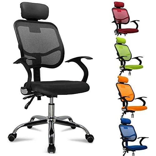 femor Bürostuhl, ergonomischer Schreibtischstuhl, Chefsessel mit Rollen, Bürodrehstuhl mit Verstellbarer Lordosenstütze, Kopfstütze, Armlehne und Rückenlehne, Höhenverstellung, bis 130kg, Schwarz