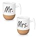 Zi-Rui Mr and Mrs Ceramic Coffee Mugs Set of 2 - Novelty Mr and Mrs Coffee Tea Cups 10.5 oz With Cork Bottom. Comes In A Gift Box, For Parents,Anniversary, Mom and Dad, Couples, Friends, Lovers.