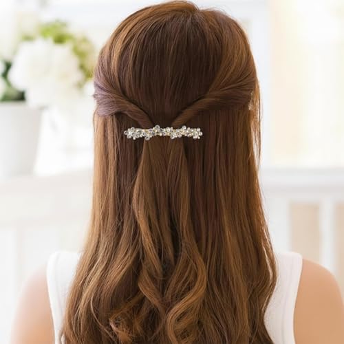 3 Pinzas para cabello con piedras brillantes doradas miniatura 5
