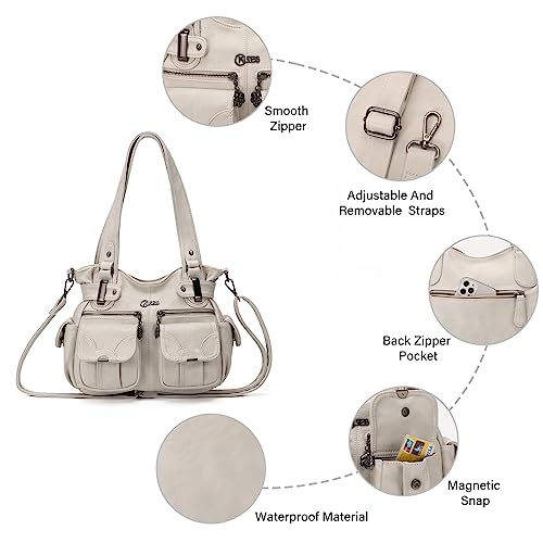 Image of KL928 Women's Shoulder Purse Large Hobo Tote PU Leather Multi-Pocket Bag | Large capacity, water-resistant, easy-clean, adjust strap, fits 10.2 inchipad, pockets, compartments, zipper, shop, travel, daily
