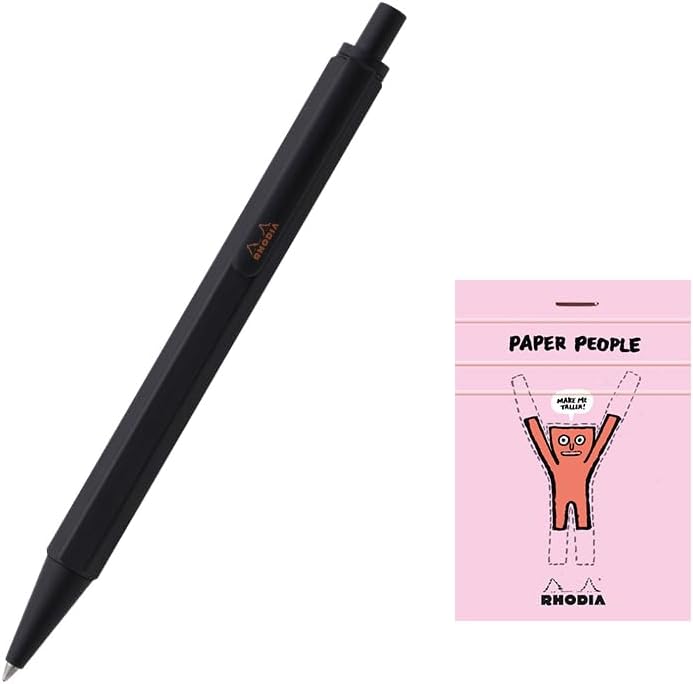 Rodia Ballpoint Pen Script 0.7mm Hexagonal Axis Aluminum Body Hairline Low Viscosity Oil-based Ink Orange RHODIA No.11 with Block Rodia cf9288jjset