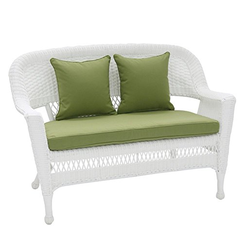 Jeco White Wicker Patio Love Seat