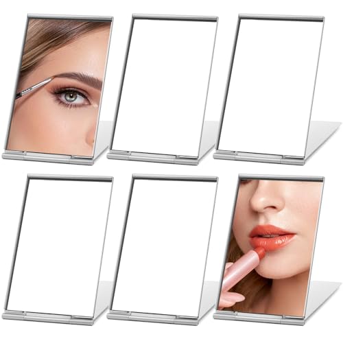 JSMTKJ 6 Pezzi Specchio Pieghevole Portatile, Piccolo Specchio Cosmetico, Specchio da Viaggio Tascabile per Viaggi, Scuola, Ufficio, Campeggio e Trucco