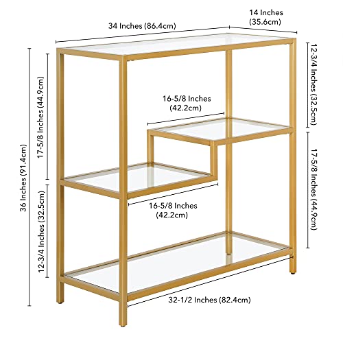 Henn&Hart 36" Tall Rectangular Bookcase In Gold, For Home Office, Living Room #TOP2