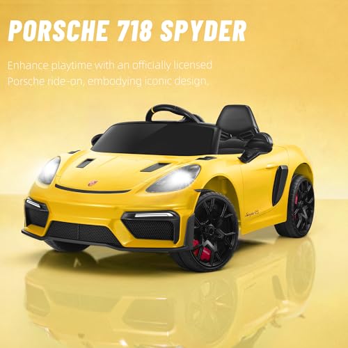 First Ride On Licensed Porsche 718 12V Ride on Toy for Kids, Ride on Car for Toddler, Child Electric Vehicle w/Parent Re - Additional View