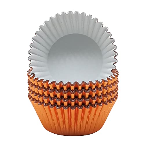 Image of Standard Orange Foil Cupcake Liners Muffin Baking Cups for Party and More, 100-Count