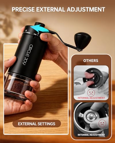Image of CIRCLE JOY Mini Manual Coffee Grinder with 40 External Adjustable Settings and Ceramic Conical Burr, Portable Stainless Steel Hand Coffee Grinder for Home and Travel