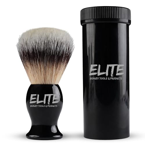 Shaving Brush Rich Lather with Plastic Box for Travelling Bristle Travel Brush for Male Grooming, Barbers and Salon. Wet Shaving Brush for Men (Black)