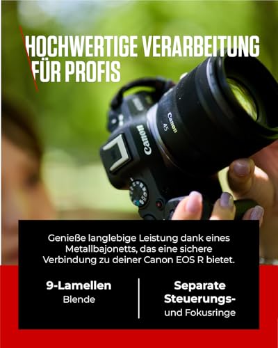 Canon Objektiv RF 45mm F1.2 STM – Festbrennweiten -Objektiv mit F1,2 Lichtstärke – ideal für Porträtfotografie – Kompatibel mit Canon EOS R System