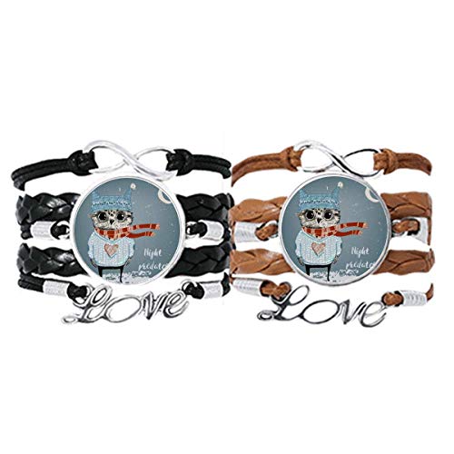 Pulsera de cuero ajustable para parejas que buscan un accesorio duradero de búho