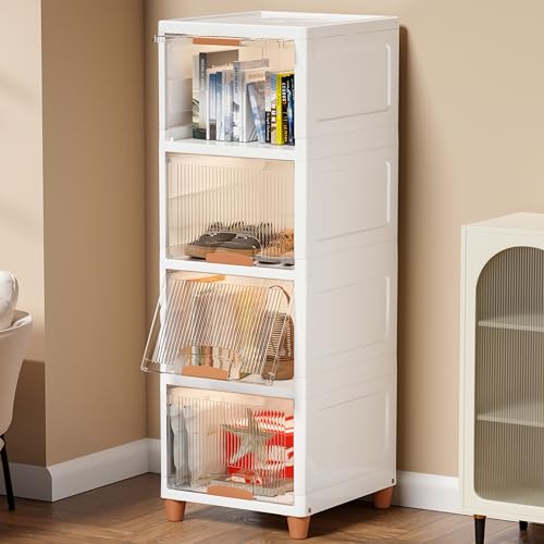 JD FRESH 4 Tier Foldable Plastic Rack for Storage/Kitchen Cupboard/Versatile and Sturdy Wardrobe for Clothes/Multipurpos...