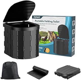 Portable Camping Toilet with Lid, Portable Toilet for Adults, Foldable Car Travel Toilet Adults Potty with Carry Bag for Camping, Hiking, Boat, Long Trips, Fishing, Beach