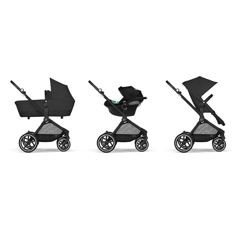 CYBEX Gold EOS Lux 2-in-1 Pushchair from 0-4 Years Moon Black Ab Geburt bis 22 kg (ca. 4 Jahre) Reisesystem Kompatibel mit CYBEX Babyschalen All-Terrain-Räder Verstellbare Rückenlehne