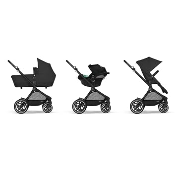 CYBEX Gold EOS Lux 2-in-1 Pushchair from 0-4 Years Moon Black Ab Geburt bis 22 kg (ca. 4 Jahre) Reisesystem Kompatibel mit CYBEX Babyschalen All-Terrain-Räder Verstellbare Rückenlehne