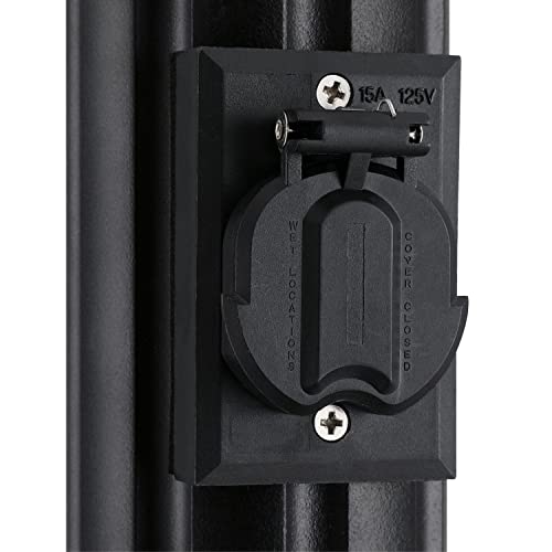 Westinghouse Lighting 6123500 Fixture Post With Ground Convenience Outlet And Dusk To Dawn Sensor, Textured Black Finish #TOP3