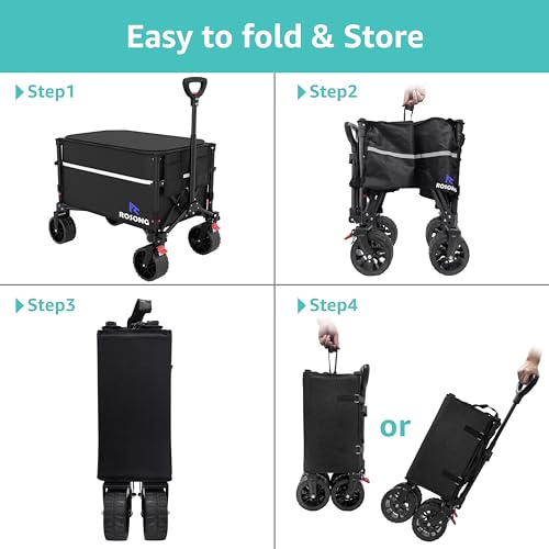 image for ROSONG Collapsible Wagon Cart with Wheels Foldable - Folding Utility H