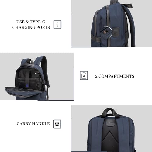 Image of F Gear Hallstat 20L Laptop Backpack|Dedicated Laptop, Tablet & iPad Sleeves|USB & Type-C Charging Ports, Luggage Strap|Smart Office, College & Travel Backpack|2 Compartments & Hidden Pocket