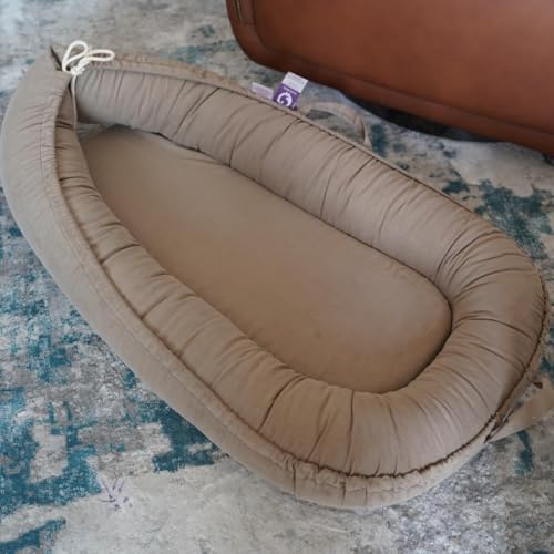 Image of Infant Lounger, Baby Nest Cover for Baby Girls & Boys, Newborn Essentials for Baby 0-12 Months, 100% Cotton Breathable (Fields of Rye Corduroy)