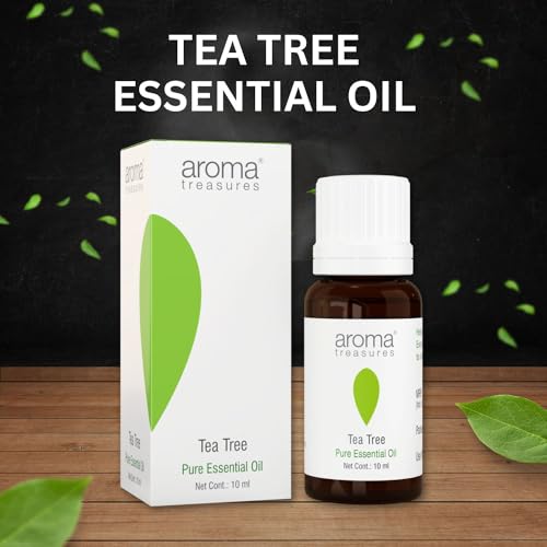 Image of Aroma Treasures Tea Tree essential oil 100% Pure, multipurpose essential oil for acne, hair, skin, body, dandruff (10ml)