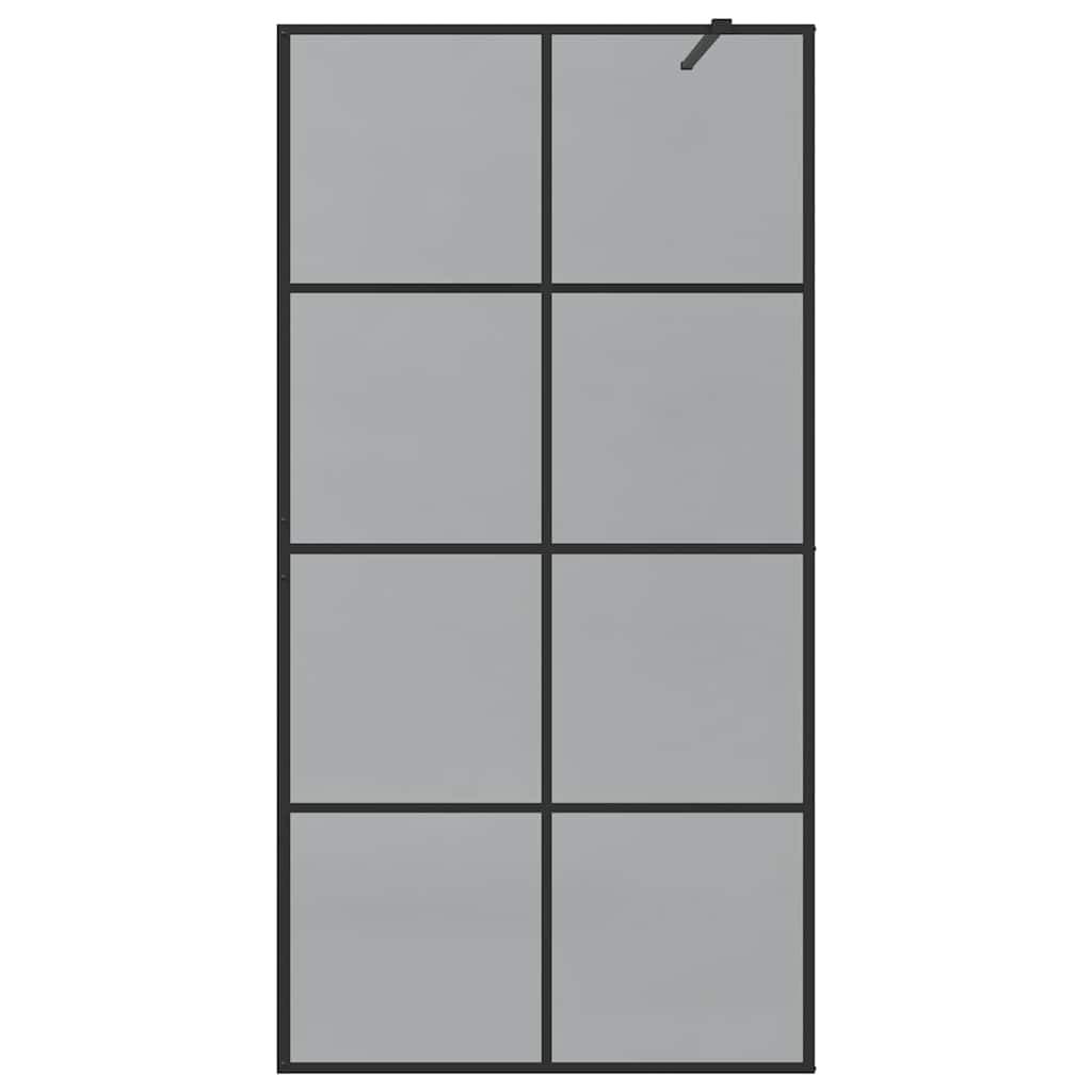 Ścianka prysznicowa Walk-in czarna ze szkła hartowanego, 100 x 195 cm, z aluminiową ramą, regulowana, zabezpieczona przed pryskającą wodą, bez ramy, zajmuje mało miejsca, do łazienek bez