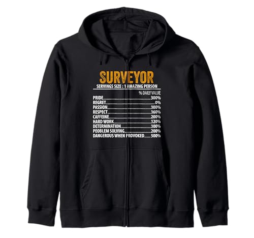 Funny Surveyor Nutrition Facts Information Men Women Zip Hoodie