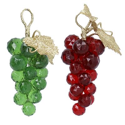 Image of Gisela Graham Acrylic Grape Christmas Decoration Set of 2