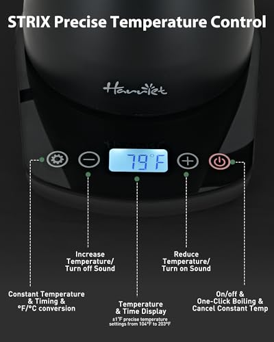 Image of Harriet Gooseneck Electric Kettle - 1200W Fast Heat, 0.8L Stainless Steel, Precision Temp Control & Timer, Wood Handle, Pour Over Coffee and Tea, Black