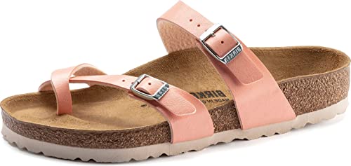 Image of Birkenstock Womens Mayari Graceful Coral Peach Birko-flor 40 R EU, Peach, 7 UK
