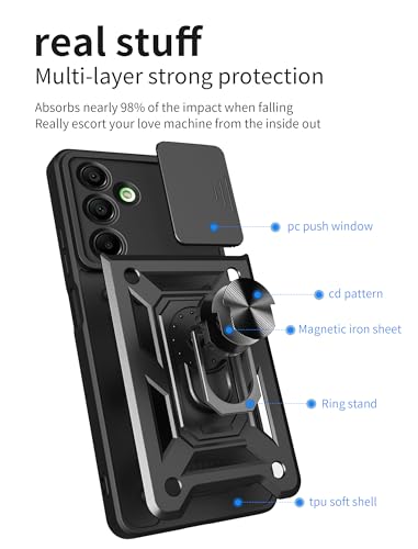 Image of YUWOO Back Cover for Samsung Galaxy A16 5G |Shockproof Cover|Military Grade Protection|Camera Slider for Protection Back Cover for Samsung Galaxy A16 5G (Black)