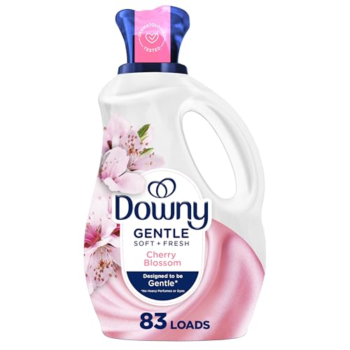 Downy Gentle Soft + Fresh Fabric Softener Liquid, Cherry Blossom Scent, 56 FL OZ, 83 loads, Liquid Fabric Softener Designed to be Gentle on Skin