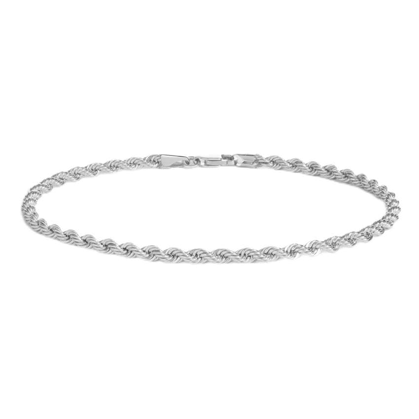 Cadena de cuerda y tobillera de cadena de bordillo en plata 925