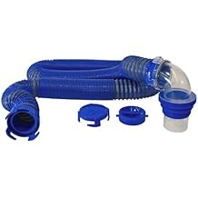 Duraflex 22005 Gator 15 Foot Extended Sewer Hose Kit 3 Inch Diameter 24 Mil Polypropylene Polymer Ribbed Construction Charcoal Gray with Clear Elbow and Two Drip Caps