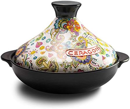 Tagine Pot,ceramic Casserole,moroccan Flower Pattern Saucepan Non Stick Exotic Stew Pot With Creative Lid Open Fire Gas Safe -a 2l