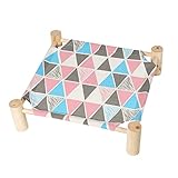 Patas Lague Cat and Dog Hammock Bed for Small Dogs, Brethable Wooden Cat Pet Rabbit Elevated Cooling Outdoor Bed Cots Furniture for All Seasons Triangles
