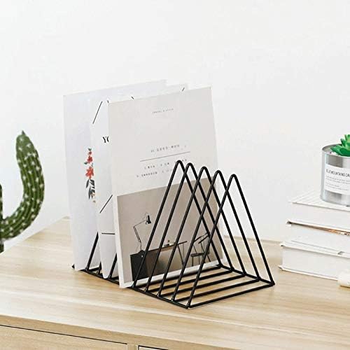 HBJWOV Iron LP Record Rack Triangle Book Magzine Holder Desk Storage Organizer(Gray)