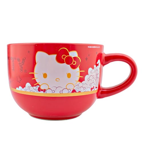 Opiniones de Tazas de hello kitty de esta semana. 42 FunKids 1738-511 Tarro Jumbo de Cerámica Bitono, Colección Hello Kitty 50 Aniversario, Taza Jumbo Multiusos, Plato Sopero, Cuenco para Cereal, Color Rojo, Capacidad 820 ml