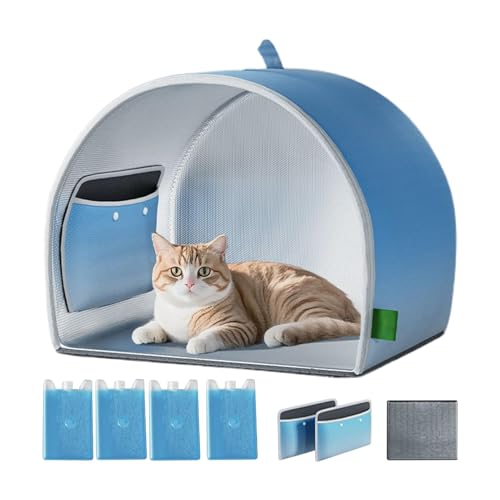 ペット用冷却ハウス 高度な熱強化機能 EPE冷却綿とアルミホイル裏地 耐候性オックスフォード製 猫や犬が快適な屋外用シェルター (B,B)