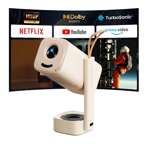 Image of Yaber T1 Pro Smart Projector, WiFi6 and Bluetooth, Built-in Streaming Apps, Turbo Sonic Bass, Auto Focus & Keystone, Native 1080 FHD with HDR10, 180° Rotatable Portable Projector