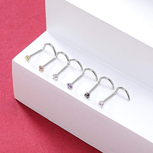 Zs 30 Pieces Cubic Zircon Nose Bone Studs 20 Gauge Stainless Steel Opal Nose Piercing Studs Clear Bioflex Nose Rings For Body Jewelry #TOP2