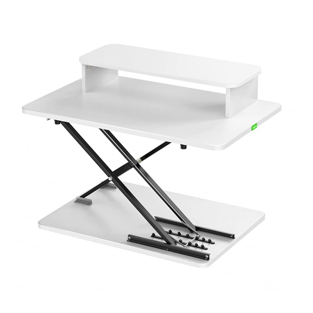 Élévateur de Bureau Assis-Debout réglable en Hauteur – Poste de Travail Ergonomique Blanc pour écrans PC