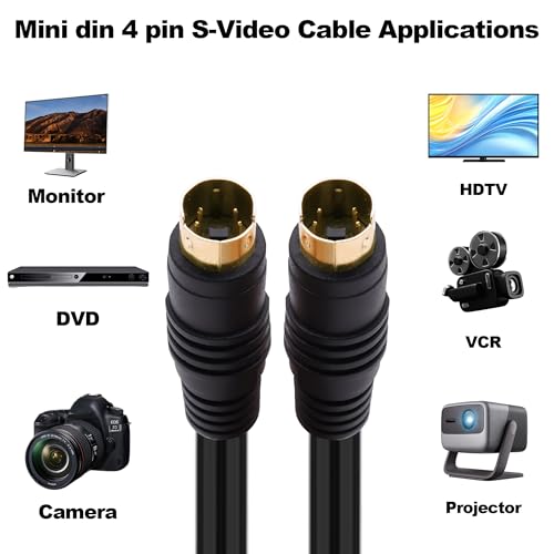 YARCHONN S-Video Kabel 4 Poliger Mini Din SVideo Stecker auf Stecker Verlängerungskabel SVHS Lead Kabel Stecker für HDTV VCR DVD Projektor Kamera Camcorder -1.5M -2pcs (Stecker auf Stecker)