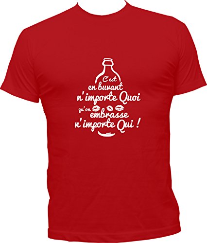 Boutique KKO T-Shirt Humoristique C'est en Buvant n'importe Quoi Rouge M Cover